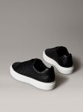 Black Leather Emblem Logo Trainers  Women