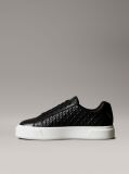 Black Leather Emblem Logo Trainers  Women