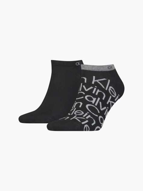 Black 2 Pack Logo Ankle Socks  Men