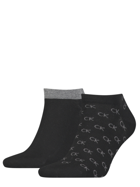 Black Calvin Klein CK Logo Men's Sneaker Socks 2 pack  Men