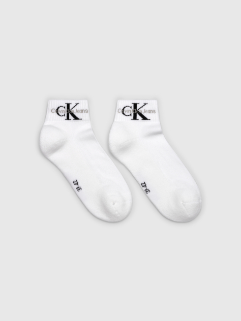 White Quarter Socks 2 Pack Monogram  Men