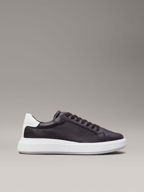 Black Leather Trainers  Men