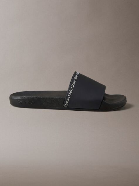 Black Contoured Logo Sliders  Men
