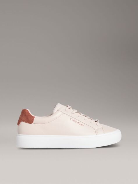 Beige Vulcanised Leather Trainers  Women