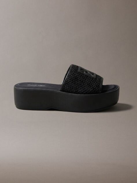 Black Amelia - Mesh Platform Sliders  Women