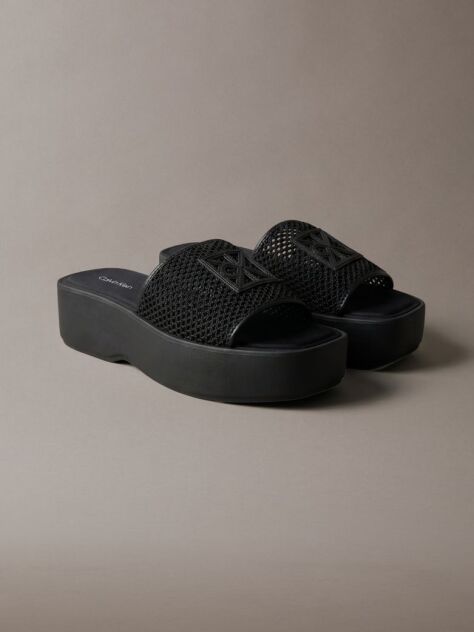 Black Amelia - Mesh Platform Sliders  Women