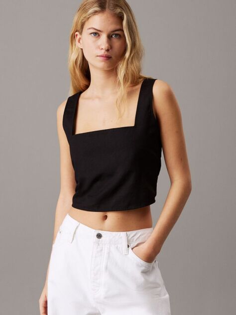 Black Soft Cotton Linen Twill Top  Women