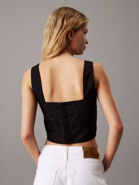 Black Soft Cotton Linen Twill Top  Women