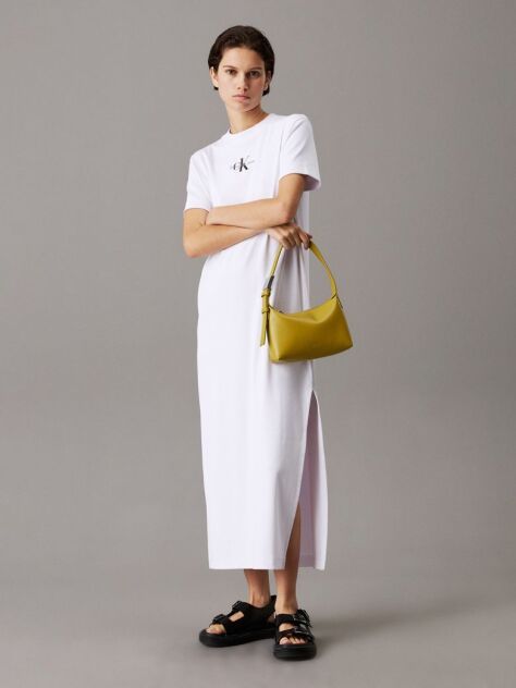 White Ribbed Cotton Maxi T-shirt Dress  Women