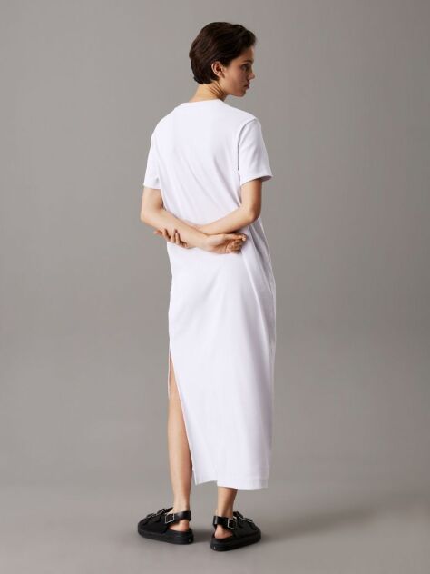 White Ribbed Cotton Maxi T-shirt Dress  Women