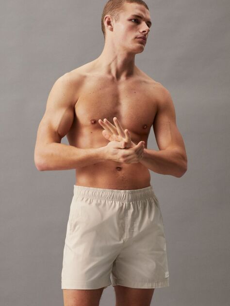 Beige Medium Drawstring Swim Shorts  Men