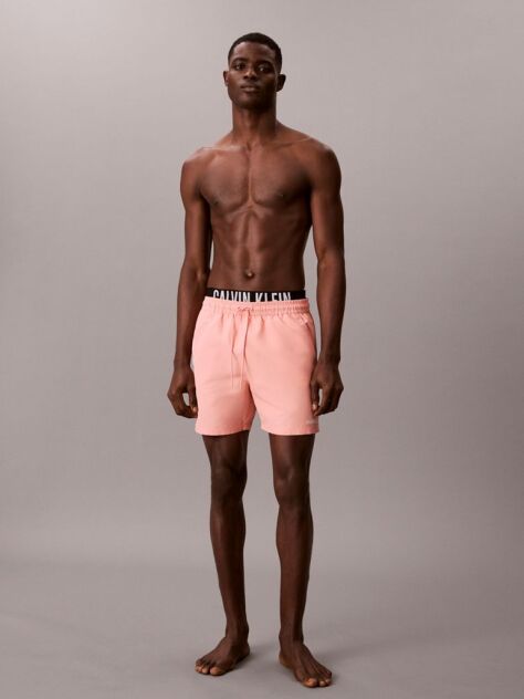 Pink Double Waistband Swim Shorts - Intense Power  Men