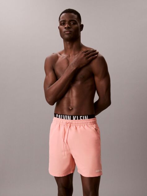 Pink Double Waistband Swim Shorts - Intense Power  Men