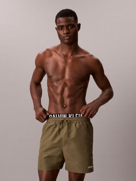 Green Double Waistband Swim Shorts - Intense Power  Men