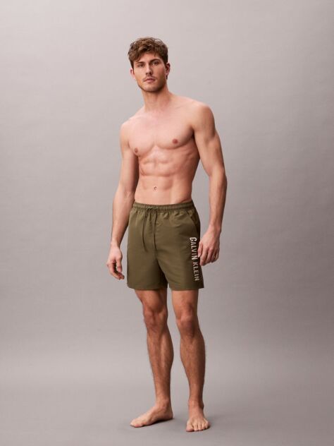 Green Medium Drawstring Swim Shorts - Intense Power  Men