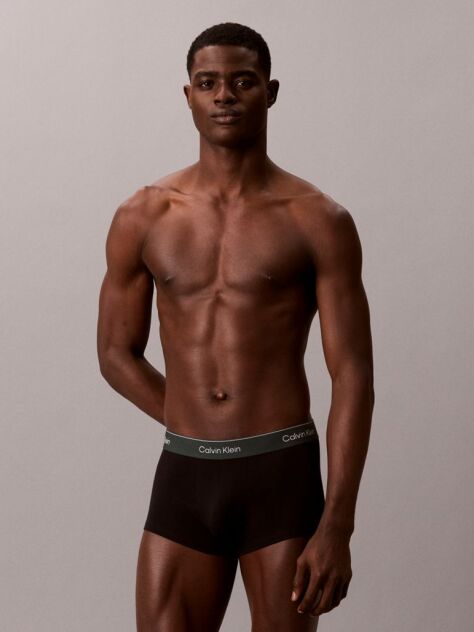 Black 3 Pack Low Rise Trunks - Icon Cotton Stretch  Men