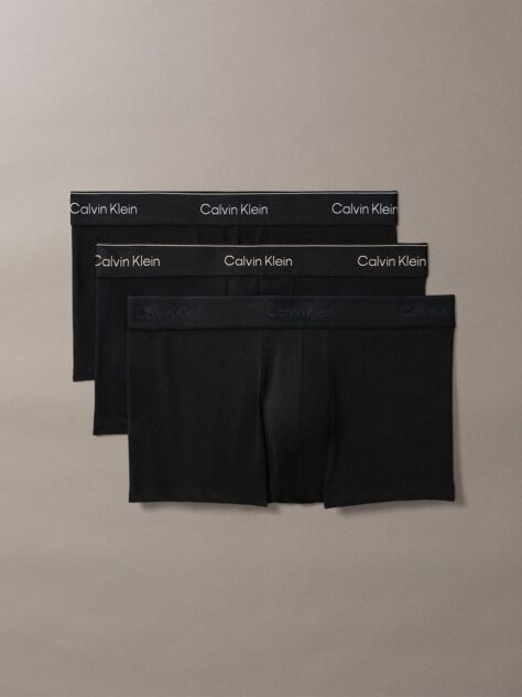 Black 3 Pack Low Rise Trunks - Icon Cotton Stretch  Men
