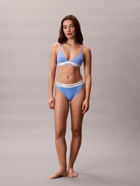 Blue Lightly Lined Triangle Bralette - Icon Cotton Modal  Women