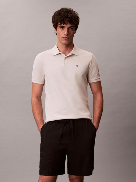 Beige Cotton Piqué Polo Shirt  Men