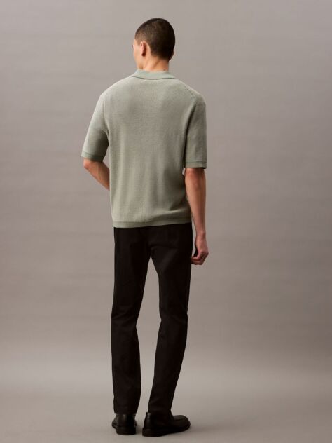 Black Slim Cotton Stretch Trousers  Men