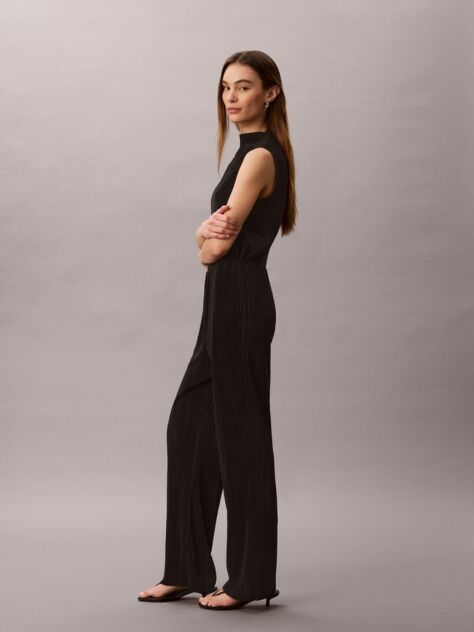 Black Plisse Pull-On Lounge Trousers  Women
