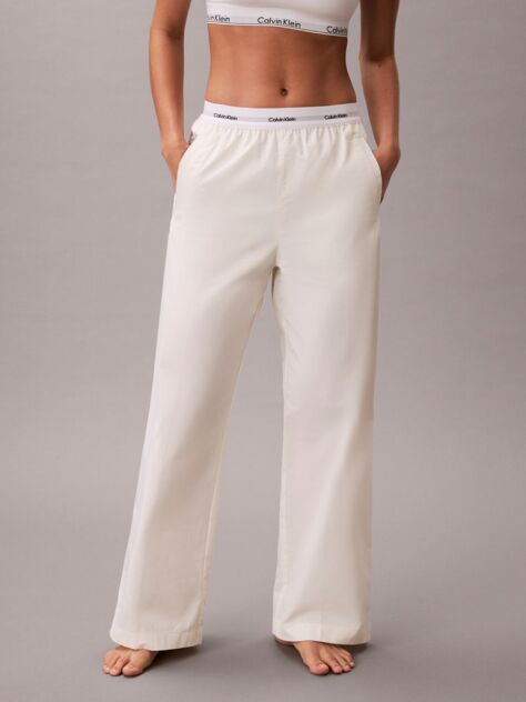 White Cotton Relaxed Pants  Women
