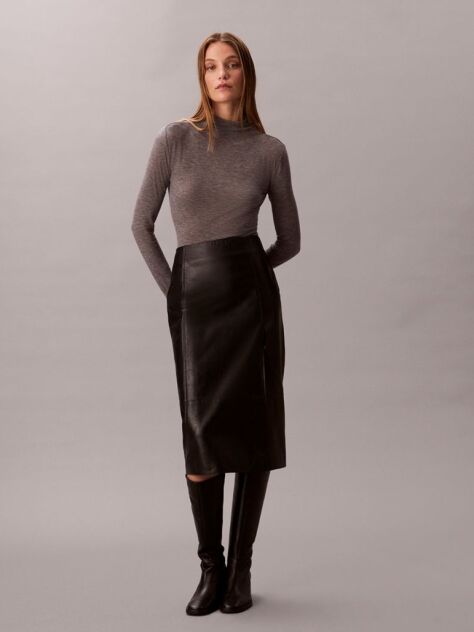 Grey Slim Mock Neck Top  Women