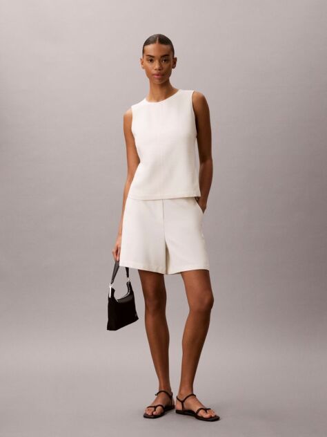 White Textured Sleeveless Top  Women