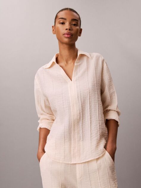 Pink Viscose Blend Sheer Stripe Shirt  Women