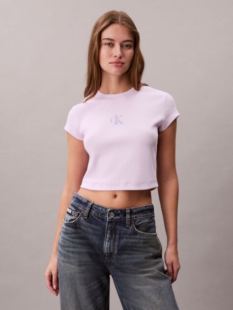 Purple Slim Cropped Monogram T-shirt  Women