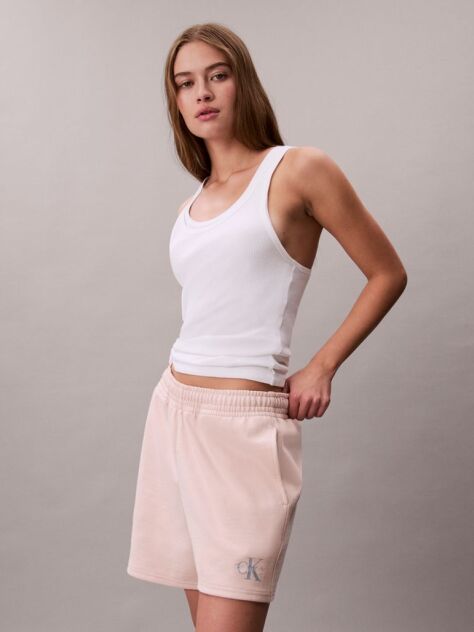 Orange Cotton Terry Jogger Shorts  Women