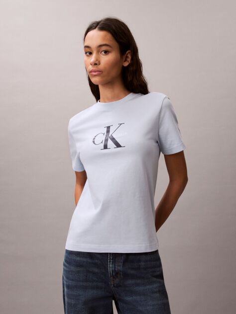 Blue Monogram Logo Tee  Women
