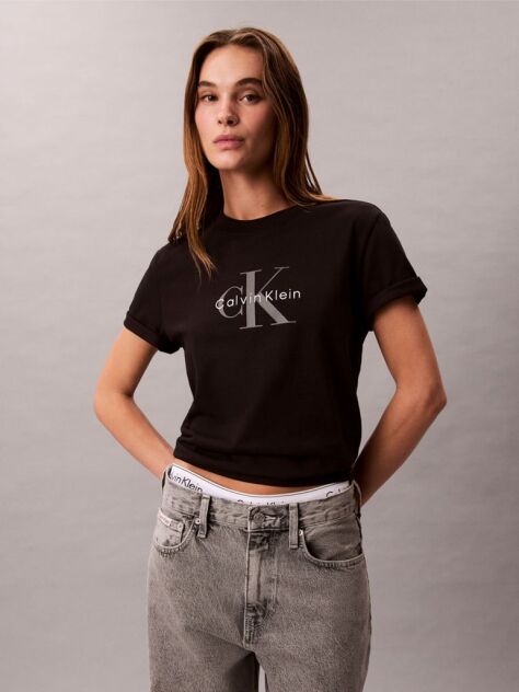 Black Monogram Logo Tee  Women