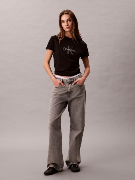 Black Monogram Logo Tee  Women