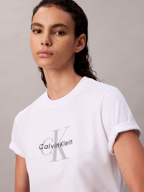 White Monogram Logo Tee  Women