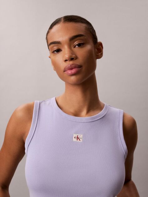 Purple Cotton Stretch Rib Tank Top  Women
