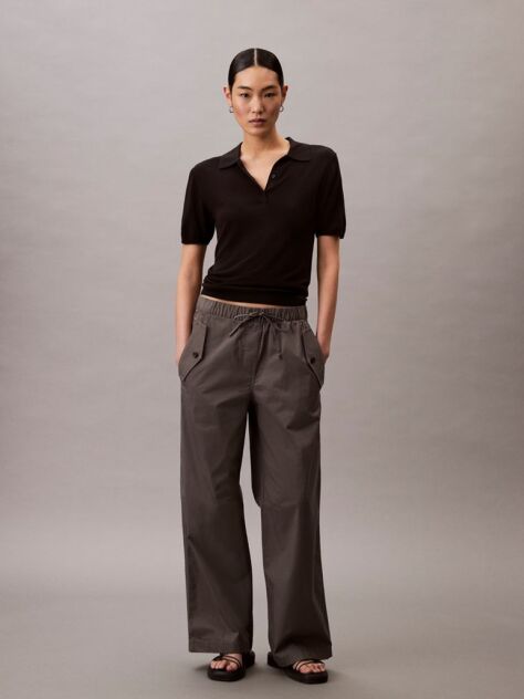 Grey Cotton Stretch Cargo Pants  Women
