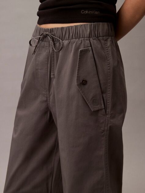 Grey Cotton Stretch Cargo Pants  Women