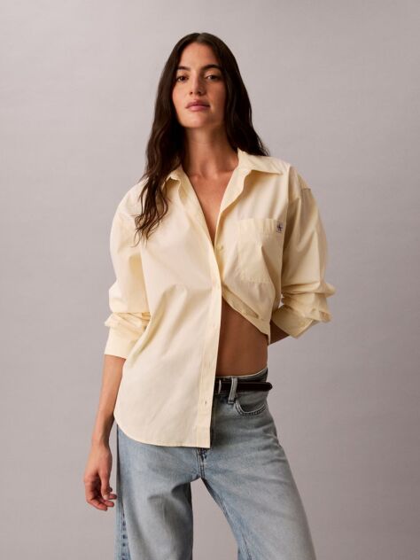 Beige Relaxed Cotton Poplin Shirt  Women