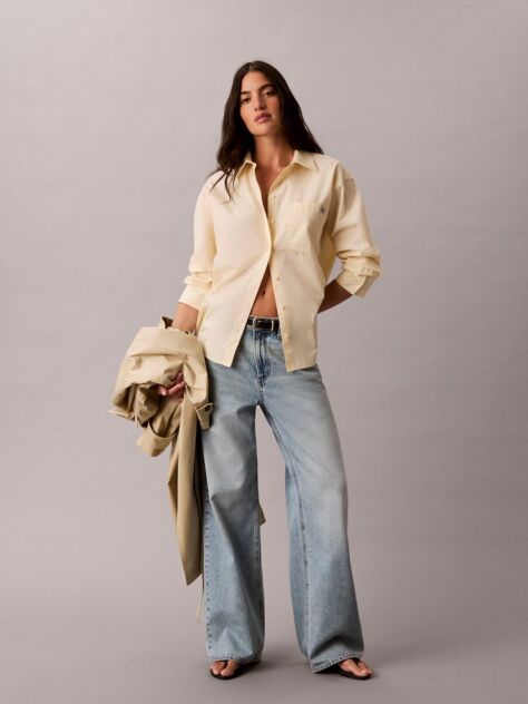 Beige Relaxed Cotton Poplin Shirt  Women