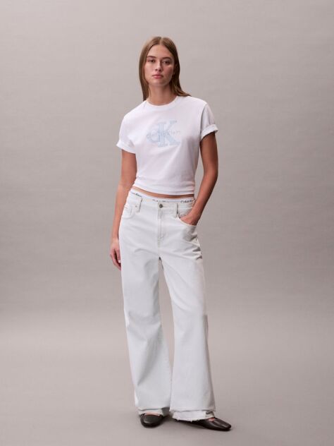 White Monogram Appliqué T-shirt  Women