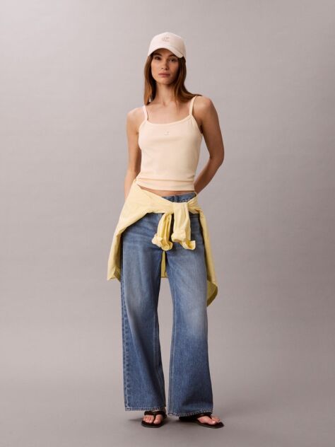 Beige Ribbed Cotton Cami Top  Women
