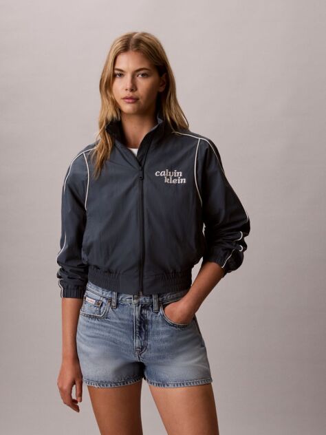 Blue Nylon Piping Jacket  Women