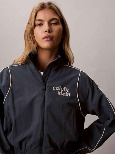 Blue Nylon Piping Jacket  Women
