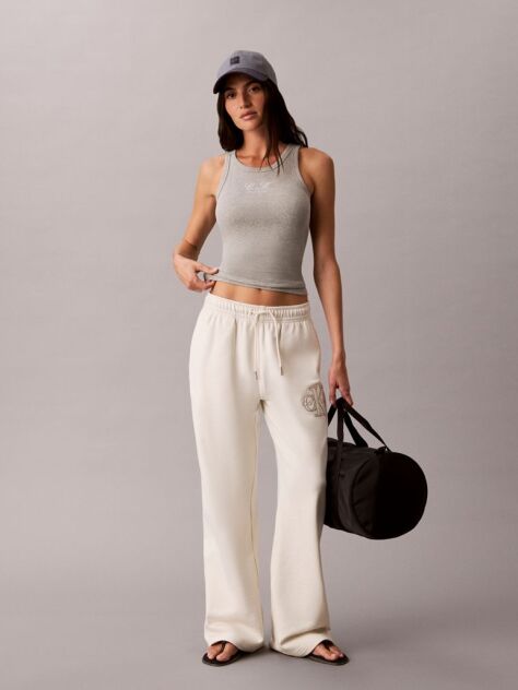 Grey Embroidered CK Logo Rib Tank Top  Women