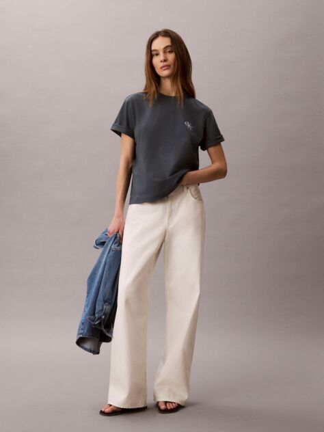 Blue Monologo Boxy T-Shirt  Women