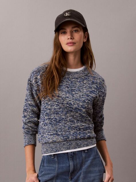 Blue Monogram Label Chunky Mouliné Jumper  Women