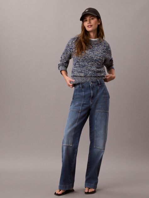 Blue Monogram Label Chunky Mouliné Jumper  Women