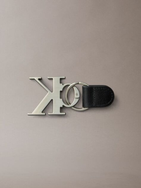 Silver Bold Monogram Key Fob  Men