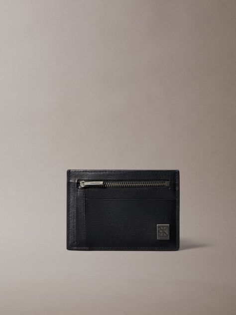 Black Emblem Logo Textured Cardholder  Men